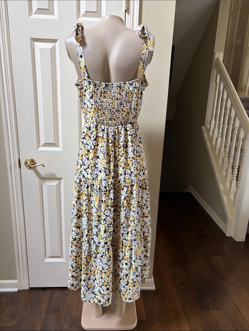 Social Standard by Sanctuary Yellow Floral Tie-Shoulder Maxi Dress, XL - Picture 3 of 6